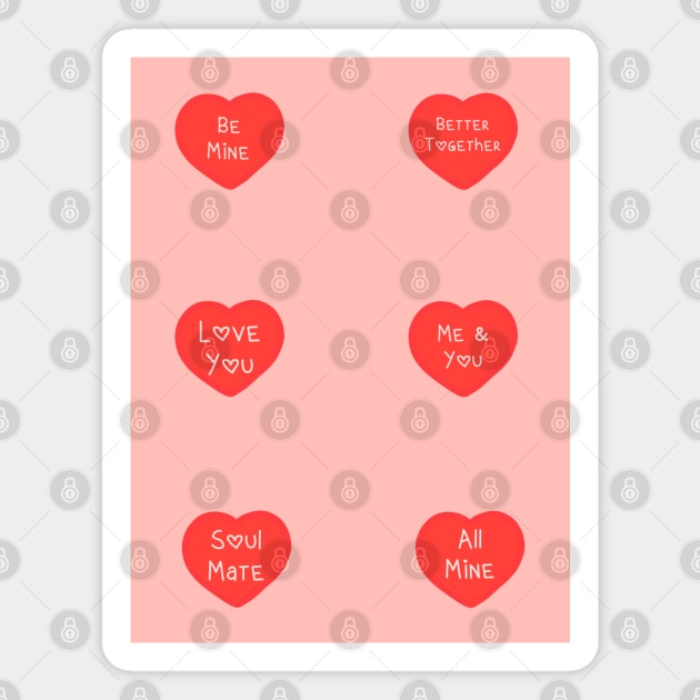 Aesthetic Cute Valentines Heart Day Love Quotes Pack Pattern Magnet by Artmmey